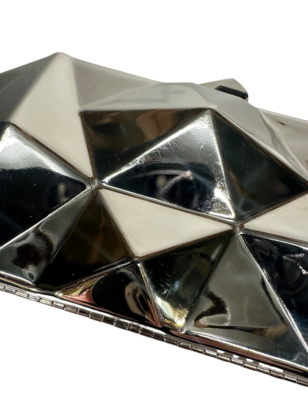 Silver / Small Geometric Clutch / Modern Futuristic Avant Garde Goth Glam Formal - Picture 5 of 8